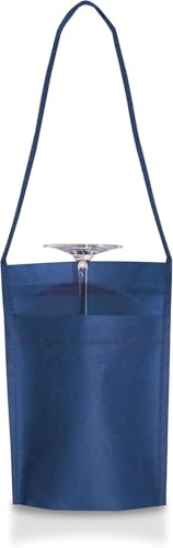 Generico 100 (Cento) Pezzi PortaBicchiere Porta Bicchiere da Collo in TNT con Tracolla - in TNT 80 gr 18 x 22 x 10 cm Ideale per Degustazioni e Eventi (Blu Royal)