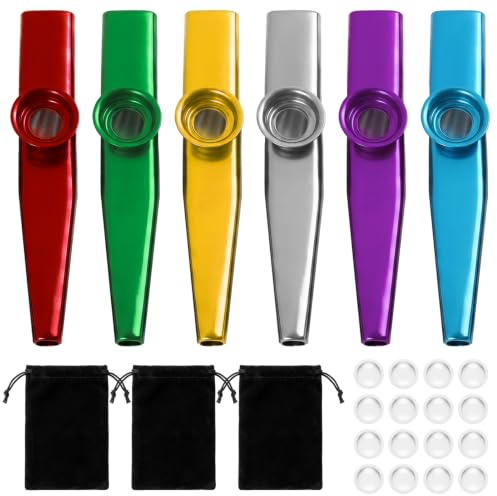 6 Pcs Kazoo Instrument with Flute Membranes and Portable Storage Bag, Kazoos Multipack for Kids and Adults, Party and Classroom Musical Toys
