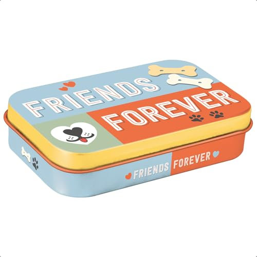 Nostalgic-Art 82203 Boîte à friandises rétro Motif Pattes – Friends Forever – Cadeau pour Les propriétaires de Chiens, boîte en tôle pour Voyager, Design Vintage, 1 pièce (1 pièce)