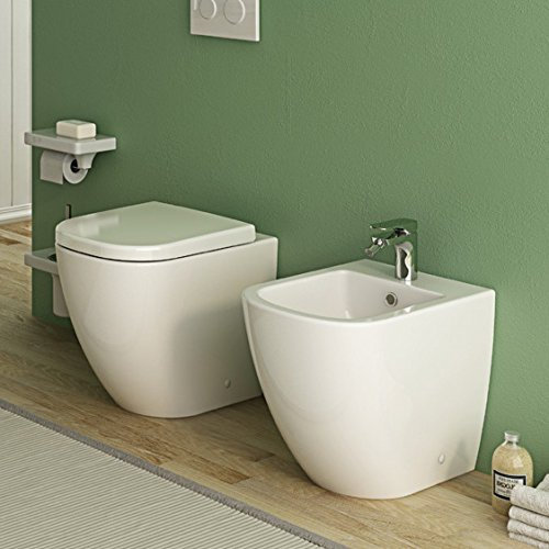 Coppia di Sanitari Vaso + Bidet da terra design Faster in Ceramica Bianca