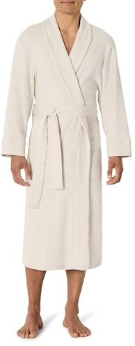 Amazon Essentials Herren Leichter Waffel-Bademantel (Erhältlich In Den Größen Schwer Und Groß), Beige, M-L