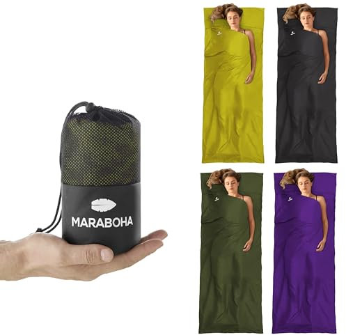 Maraboha Hüttenschlafsack - Leicht, weiche Mikrofaser, Kissenfach - Top-Marke für Reisende & Backpacker
