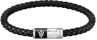 Maserati Jewels Herren Armband aus Stahl, recyceltes Leder, Emaille - JM222AVE07