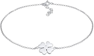 Elli Fußschmuck Damen Fußkettchen Kleeblatt Symbol Talisman in 925 Sterling Silber Vergoldet