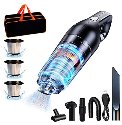 [15000pa Suction Upgraded ] Handheld Vacuum Hand Held Vacuuming Cordless Rechargeable Cleaner Portable Car Hand-held Vacuum Cleaner with Strong Suction Mini Vacuum Cleaner for Home Office Pet Hair