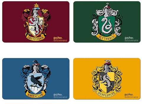 Logoshirt® Harry Potter I Vier Häuser I Wappen I Frühstücksbrettchen I Schneidebrett I 23x14cm I 4er Set I spülmaschinenfest & hitzebeständig I Lizenziertes Originaldesign