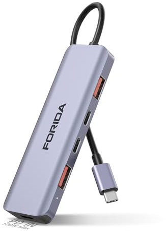 FORIDA USB C Hub, 10 Gbps USB C Splitter für Laptop, 2 Type C 3.1 und 2 USB A 3.2 Datenanschlüsse, 100 W Power Charging, für MacBook Air/Pro, Surface Pro, XPS, PC, iPhone 15 (Grau)