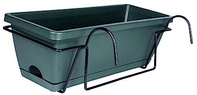 Jardinière de fenêtre Jardinière de Balcon pour Garde-Corps Suspendu avec Support et Plateau Pot de Fleurs Panier de Fleurs Pot de Fleurs Vase pour, Vert