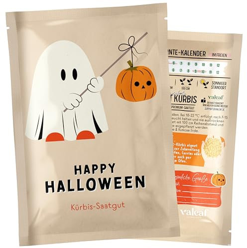valeaf Halloween Kürbis Samen I Kürbissamen als Halloween Deko, Kürbis Deko I ideals Halloween Mitbringsel I Kürbis Halloween Butternut Kürbis Samentütchen I Saatgut Kürbis als Samen Geschenk