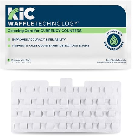 KICTeam - Waffletechnology® Cleaning Cards for Money Counter Machine (15 Cards)- Presaturated with WonderSolvent® Cleaning Formula- 3in. x 6.25in.