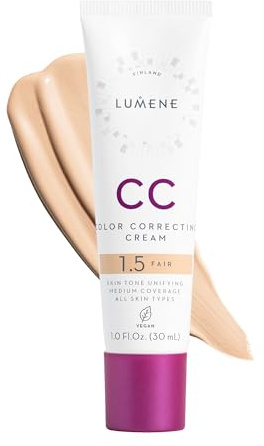 Lumene Color Correcting CC Cream - Lightweight Foundation - Medium Coverage - Redness Reducing Face Makeup for a Glowing Complexion - Vegan Formula + Suitable for All Skin Types - Fair (1 fl oz)