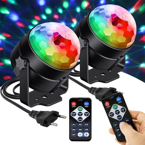 SOARFLY Discokugel, 360° Rotierende Discolicht Partylicht Discolicht Musikgesteuert, Disco Party Licht LED Discokugel Partylicht mit Fernbedienung für Halloween Home Weihnachten Kinder