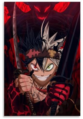 TNERPAR Poster Anime, Black Clover, asta, decorativo da parete, per soggiorno, camera da letto, decorazione moderna per la camera da letto, 30 x 45 cm