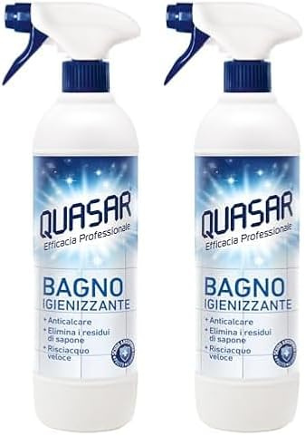 Quasar - Bagno Igienizzante - Anticalcare, Elimina i Residui di Sapone, Risciacquo Veloce - 680 ml (Confezione da 2)