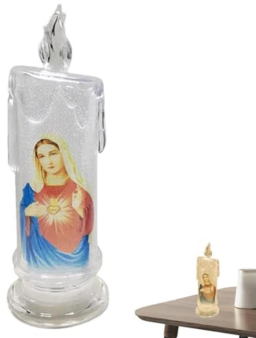 Niesel Candele da preghiera senza fiamma, a, a batteria, luce Gesù senza fiamma, Cristo creativo, decorazione multifunzionale per chiesa per camera da letto e sala da pranzo