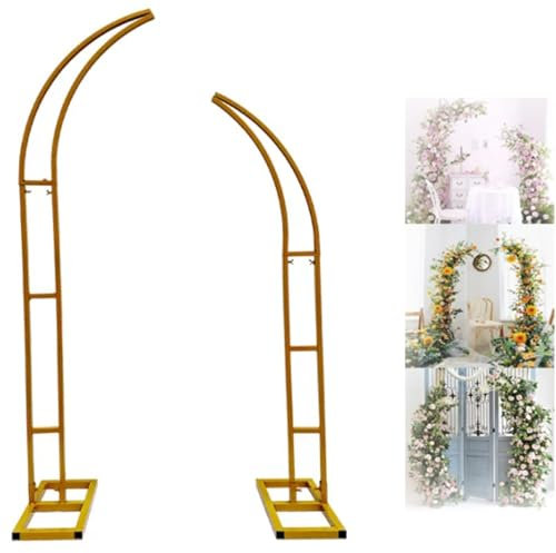 Arco da giardino in metallo, supporto per cerimonie nuziali e feste di compleanno, decorazione oro, 180 cm + 210 cm, con arco a mezza luna e palloncino con design elegante