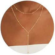 Moguri Boho Y Halskette Damen Gold Mit 14K Gold Perlen, Verstellbare Lange Halskette Für Damen, Eleganter Schmuck Für Jeden Anlass