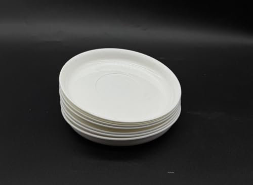 Kimmel 6 Stück Teller 14 cm Speiseteller Plastikgeschirr Partygeschirr Kindergeschirr, Mehrweggeschirr, Farbe weiß