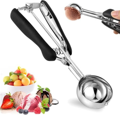 Cucchiaino per Gelato, Porzionatori per Gelato 5 cm, Paletta Gelato con Grilletto, Cucchiaio Gelato Palline,acciaio inossidabile di alta qualità 304, per Frutta Biscotti Polpette Torte