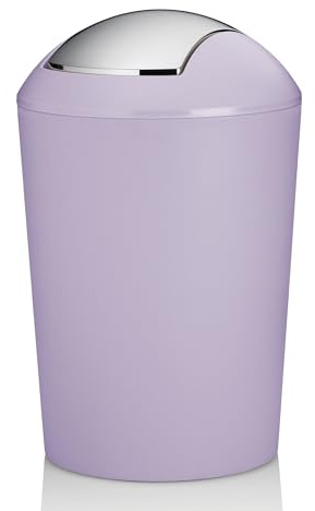 kela Marta - Poubelle de salle de bain - Avec couvercle basculant - En plastique - Violet pastel mat - 5 l