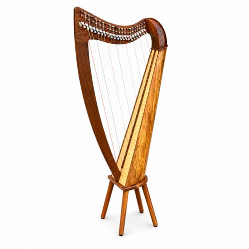 Uzman 22 arpas de cuerda Claddagh, arpa celta de palanca con 22 palancas de semitonos, aspecto de madera de rosa, caja de resonancia de abeto, bolsa de transporte, llaves de afinación, cuerdas de