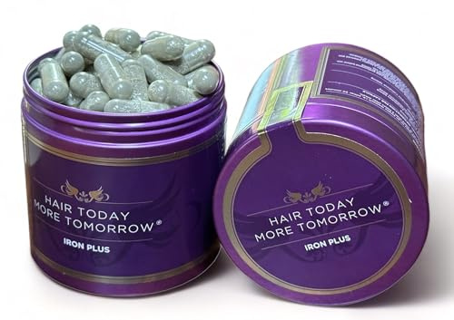 Hair Today More Tomorrow Iron Supplement for Hair Growth and Hair Loss – All-Natural Vitamins to Increase Ferritin Levels – Pure, Vegan-Friendly Iron Supplements for Stronger Hair – 90 Capsules