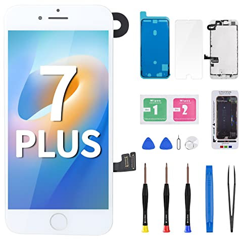 for iPhone 7 Plus Screen Replacement with Home Button White Fix LCD 3D Touch 5.5 Display Digitizer Ear Speaker Full Assembly Glass Front Camera Sensor 7plus Repair Tools kit for A1661 A1784 A1785