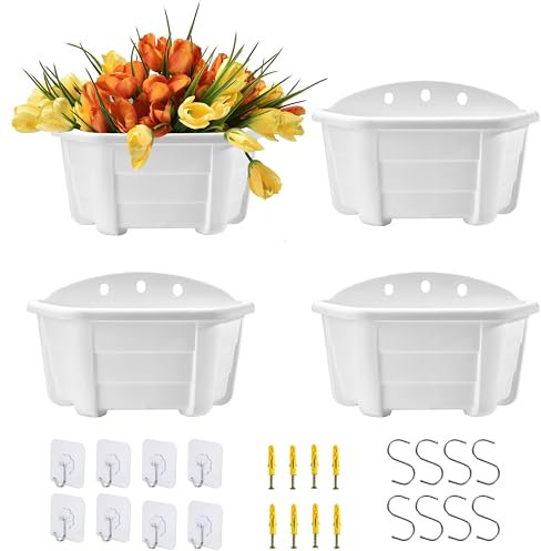 ORIMERC Vasi da parete in legno imitato da 24,9 cm, per piante da interno, fioriere da appendere alla parete, per interni ed esterni, verticali, da parete, per le tue piante verdi, bianco (confezione