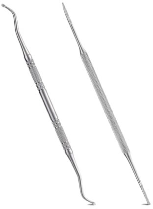 2 pcs ProfessionelleZehennägel Werkzeug, Eckenheber und Nagelfeile Doppelseitige Eckenheber Fußpflege?Edelstahl ?Professionelle Maniküre Set? Pediküre-Werkzeuge