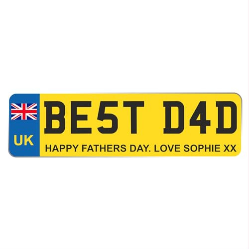 Custom License Plate Plaque - Personalised Number Plate in Wood or Acrylic - Ideal for Kids' Cars, Lorry Drivers, New Car, Just Passed (UK Design, Acrylic Large 29cm)