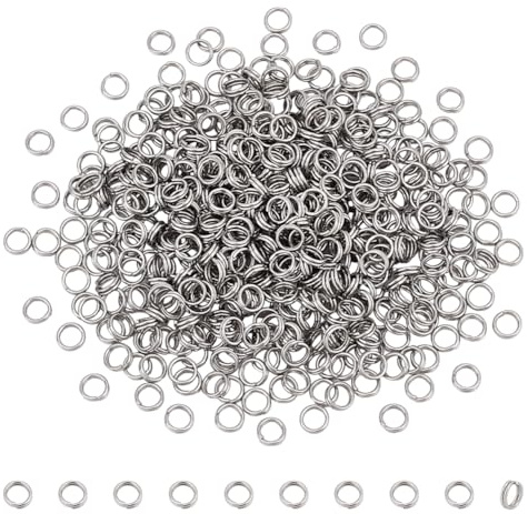UNICRAFTALE 500pcs Anneaux de Saut Fendu Acier Inoxydable 4mm Double Boucle Mini Porte Clés Petits Connecteurs Métalliques Anneaux pour Porte Clés Bijoux Colliers Bracelets Boucles D'Oreilles