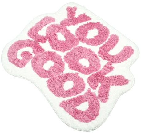 YOOCHUENG Badematte Spaß Badezimmerteppich Waschbar Badvorleger rutschfest Lustig Badteppich Mittlerer Stapel Teppich für Schlafzimmer Duschvorleger, 54x64 cm Fuchsia