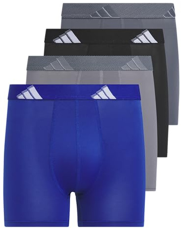 adidas Boys Performance Microfiber Boxer Briefs (4-Pack or 3-Pack) Kids Graphic Underwear, Team Royal Blue/Grey/Black, S