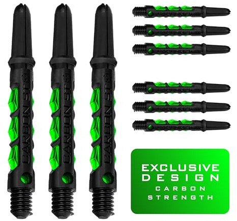 Harrows Darts 3 x Sets of Carbon ST Dart Stems - 9 Dart Shafts in Total - Available in 3 sizes - Tough Carbon Composite (GREEN, Medium)