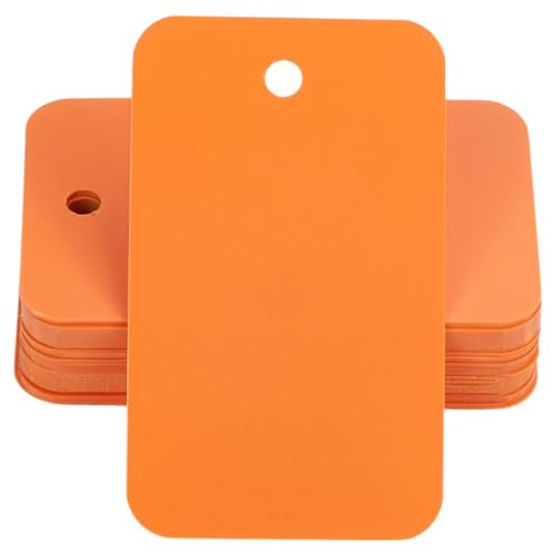 SOFPLATE 200 Pieza de Etiquetas de Plástico para Envío, Etiquetas Colgantes Impermeables, 3 x 5cm, Color Naranja Oscuro, Marcador para Escribir, Letrero Colgante, Etiquetas de Almacenamiento En Blanc