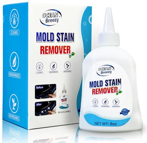 OceanBreezy Mold Stain Remover Gel 8 Fl Oz, Household Grout Surface Cleaner, Cleaning Gel for Washing Machine, Refrigerator Strips, Tiles, Bathroom Kitchen Sinks, Damp Areas