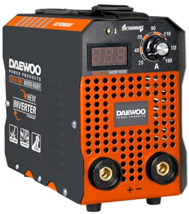 Daewo0 Soldador Inverter DAMINI160IT - 160 A, 5,5 kVA, Electrodos 1,6–4 mm, Ciclo 60%, 220 V, Portátil, Incluye Cables 700168