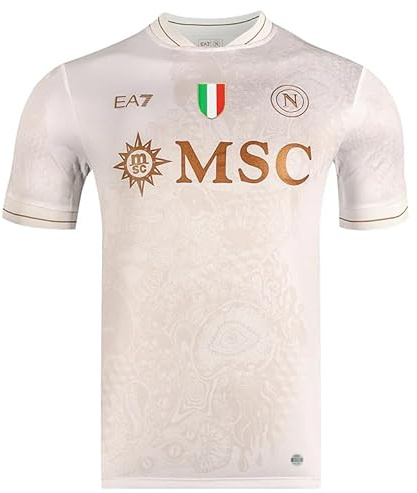SSC NAPOLI Maglia Gara Away, Sand, EA7 Prodotto Ufficiale, Maglia Calcio 2025/2026, L