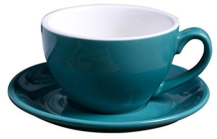Tazze da Caffè Ceramica 220ML moderna ceramica della tazza di caffè Set Semplice tazze da cappuccino for la Coppa del Latte Mocha con piattino(Lake blue)