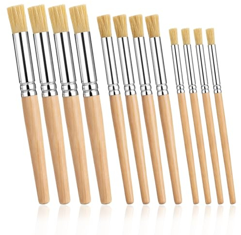 12 pinceles de plantilla, pincel de cerdas redondas, juego de pinceles redondos, pinceles redondos, pinceles de cerdas naturales, 3 tamaños, pinceles para pintura acrílica, manualidades
