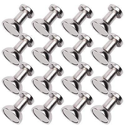 Magnetic Push Pins for Refrigerator Magnets, 16pcs Brushed Nickel for Office, Whiteboard, Map Magnets