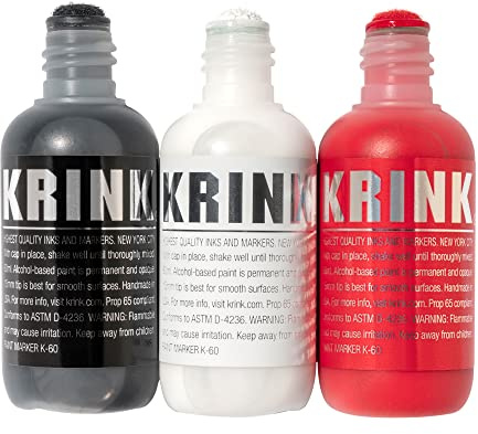 Krink K-60 Paint Markers, 3 Pack Includes Black, White, and Red (K60-3pk)