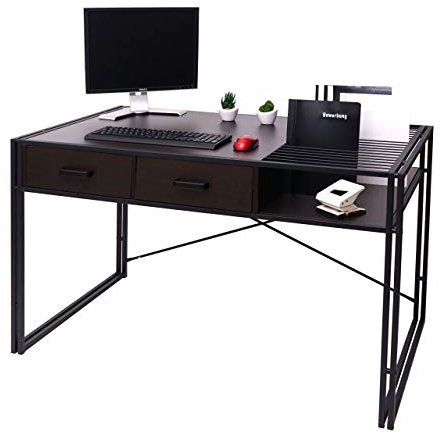 Mendler Schreibtisch HWC-H91, Bürotisch Computertisch, Industrial 76x120x70cm - Dunkelbraun