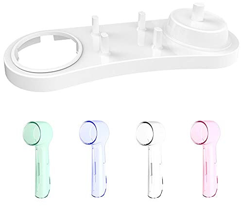 Portaspazzolino elettrico con 1 slot di ricarica, 1 supporto per spazzolino da denti e 4 supporti per testa spazzolino + 4 coperture per testa spazzolino da denti per Oral B