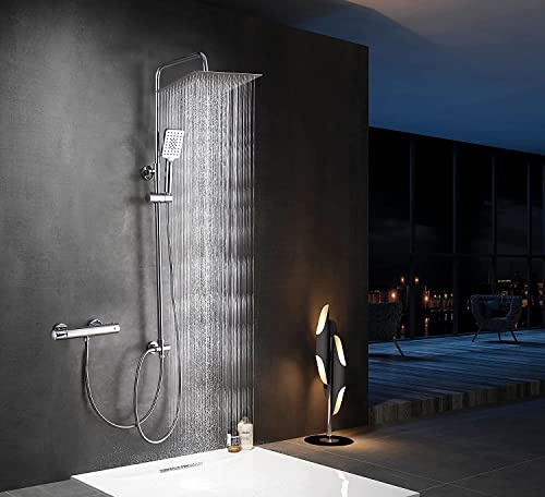 Elbe®Colonna doccia senza rubinetto, con soffione quadrato da 25 cm in acciaio inox 304