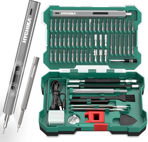 HYCHIKA Precision Screwdriver Set, Mini Electric Screwdriver 67-in-1 with 52 Magnetic Bits, 3 Torque Settings, LED Light & Rechargeable Repair Tool Kit for Computer Phone Camera