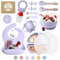 O'doe 17-Piece Baby Weaning Set | Baby Led Weaning Supplies for Toddlers | Silicone Baby Feeding Set BPA-Free, Bowl, Self-Eating Utensils, Spoons, Bibs, Sippy Cup, Food Plate Kit with Lid | Pruple V2