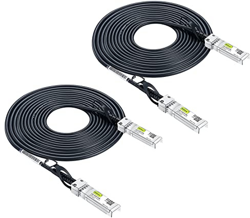 [2 Stück] 10Gtek SFP+ DAC Twinax Kabel 5-Meter(16.5ft), 10G SFP+ to SFP+ Direct Attach Copper Passive Cable für Cisco SFP-H10GB-CU5M, Ubiquiti UniFi, TP-Link, Netgear, D-Link, Zyxel, Mikrotik and More