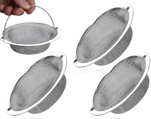 KAPSING 3 Stück Abflusssieb Edelstahl, Universal Abflusssieb Spüle Küche Waschbecken, Küche Waschbecken Sieb, siebkörbchen spüle (11x7.5x2cm)