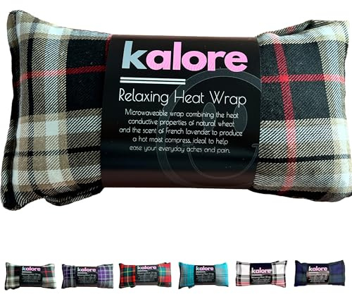 Heat Cushion Neck & Shoulders - Microwave Heat Pad - Tartan Cotton Fabric & UK Wheat Heat Bag by Kalore, Light Brown